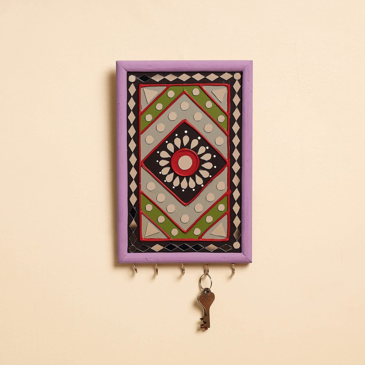 Buy Kutch Mud Mirror Work Lippan Art Key Holder Online at iTokri.com