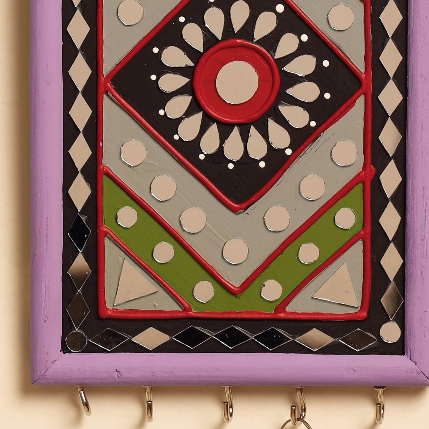 Buy Kutch Mud Mirror Work Lippan Art Key Holder Online at iTokri.com