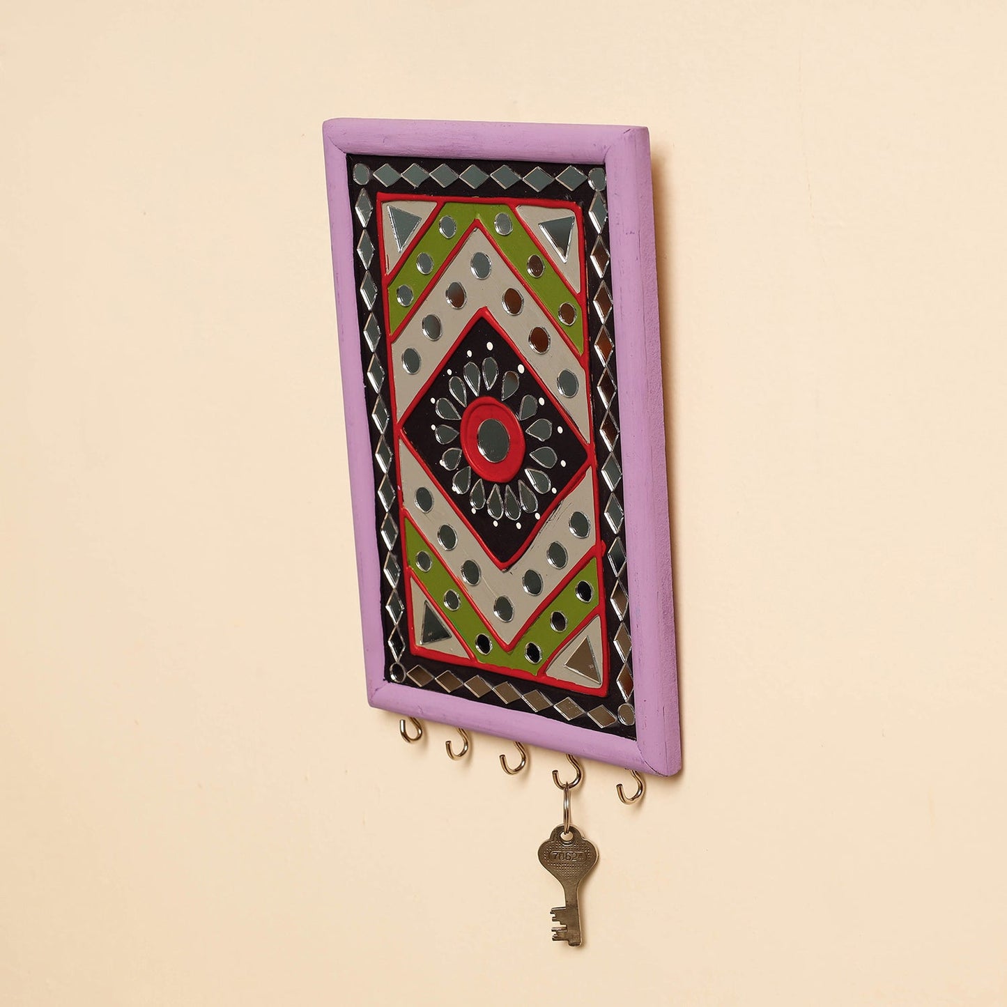 Buy Kutch Mud Mirror Work Lippan Art Key Holder Online at iTokri.com