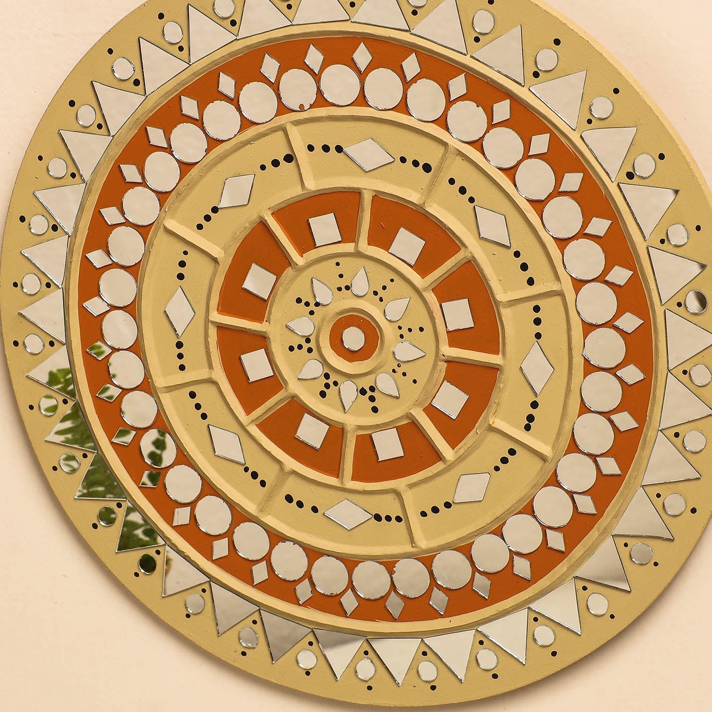  Kutch Mud Mirror Work Lippan Art Wall Frame