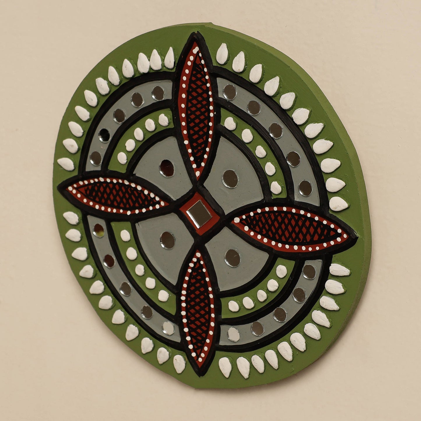  Kutch Mud Mirror Work Lippan Art Wall Frame