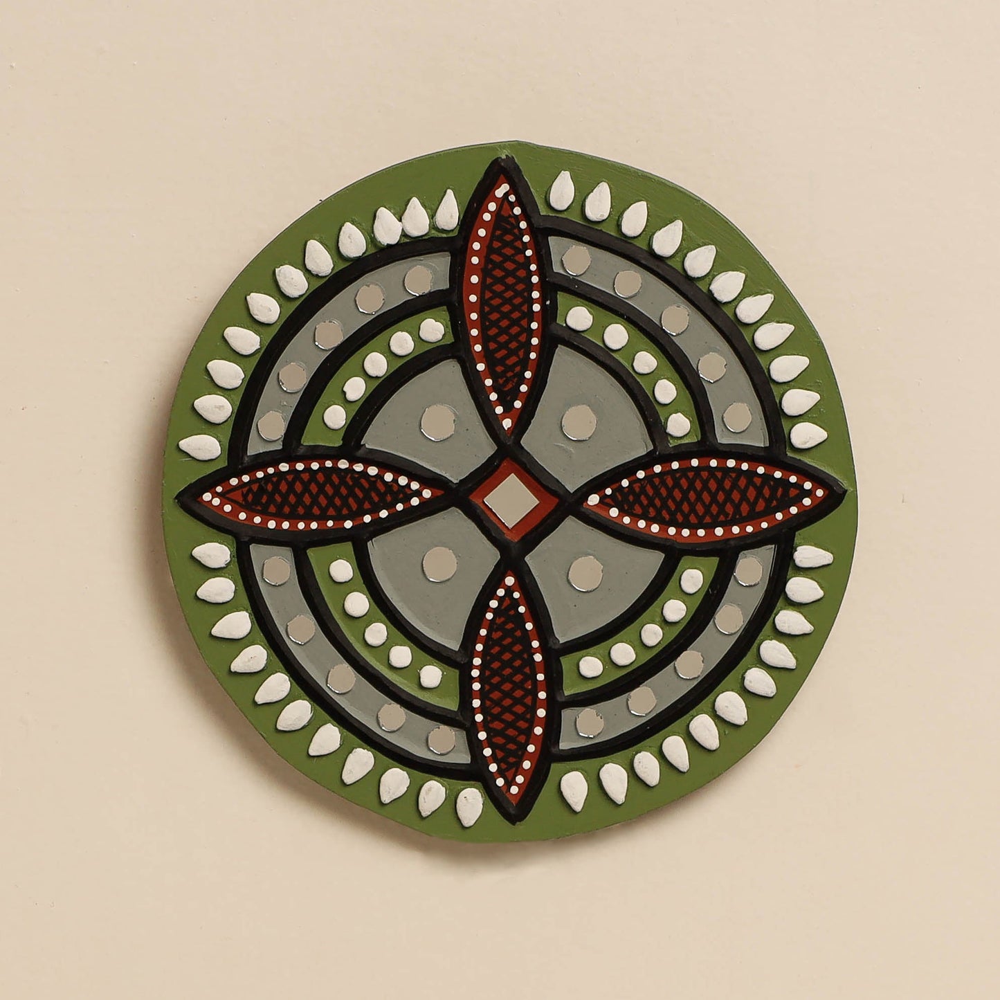  Kutch Mud Mirror Work Lippan Art Wall Frame