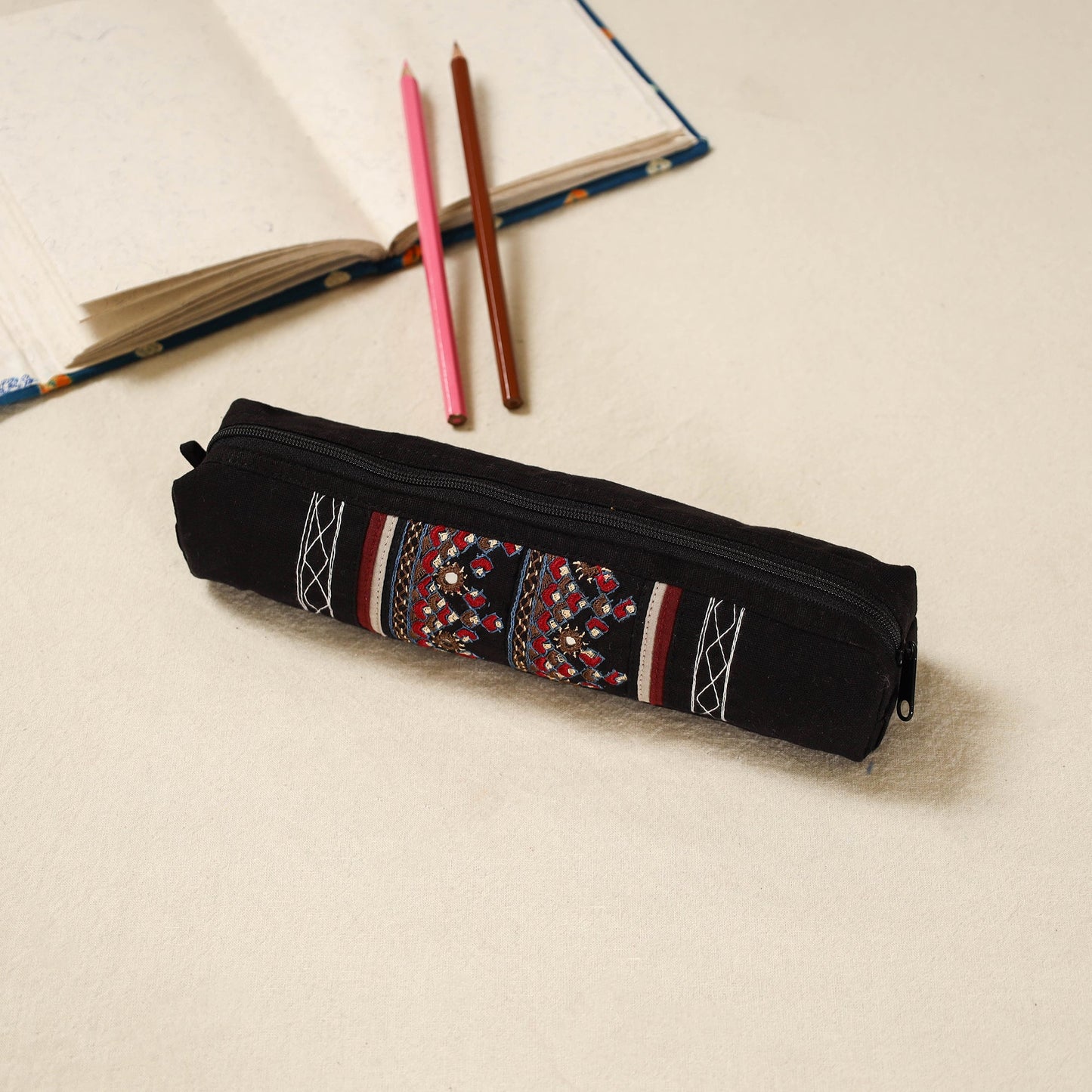 Kutch neran hand embroidered pencil pouch 234 - handcrafted