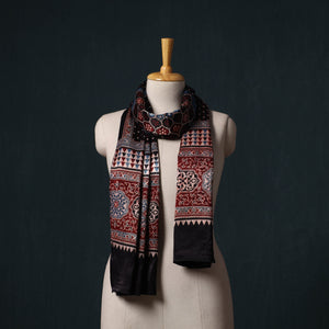 Kutch printed mashru silk stole 11 - handcrafted