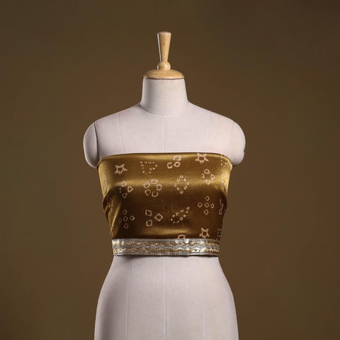 Kutch printed modal silk blouse piece with lace work 34