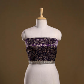 Kutch printed modal silk blouse piece with lace work 36