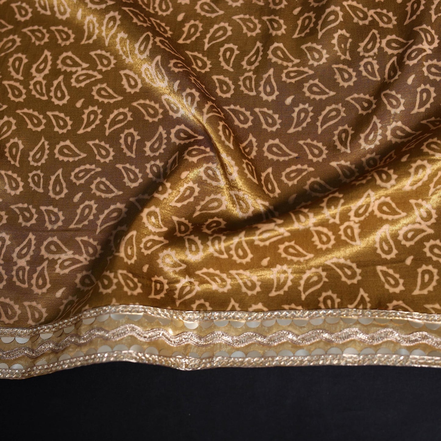 Kutch printed modal silk blouse piece with lace work 37