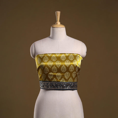 Kutch printed modal silk blouse piece with lace work 42