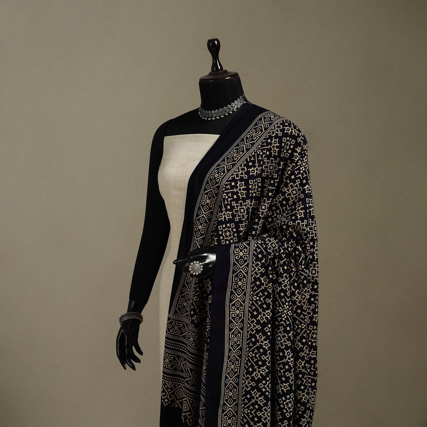 Kutch printed rayon dupatta 48 - handcrafted