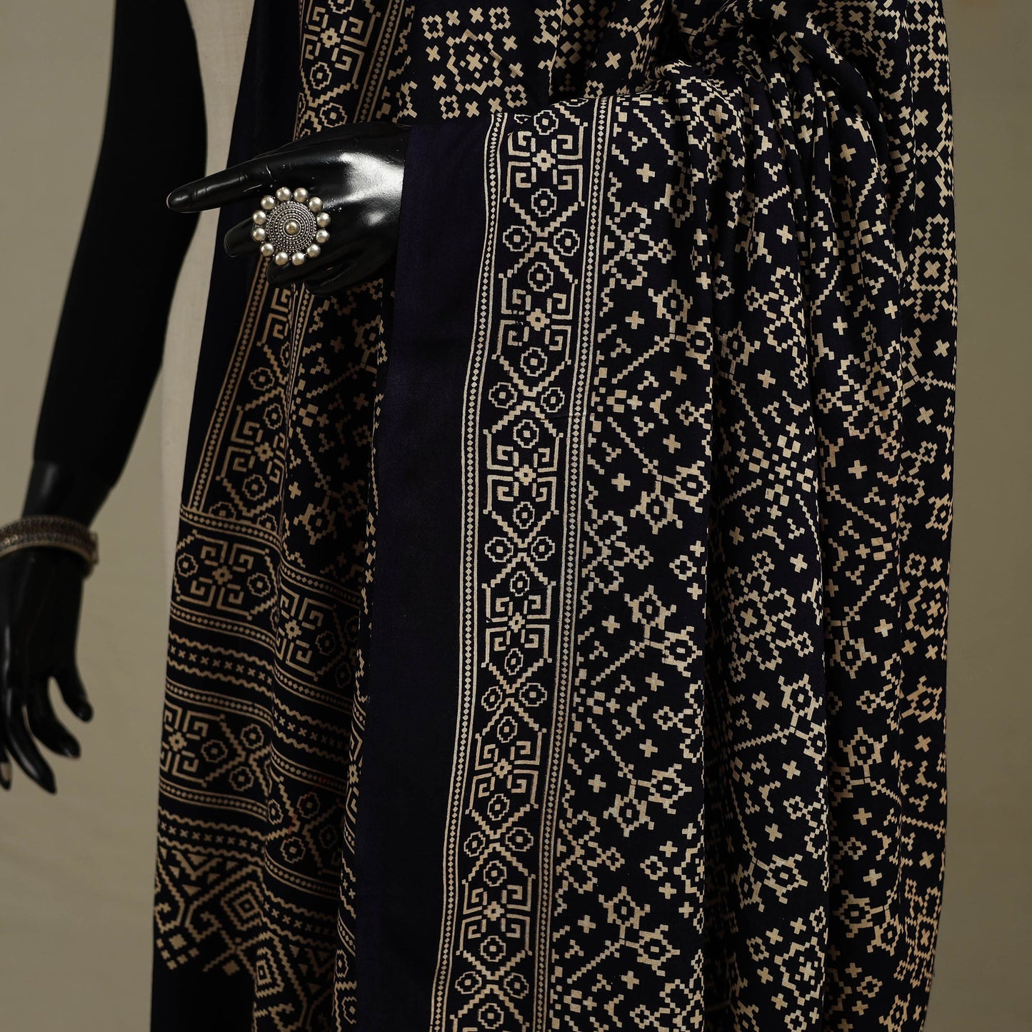 Kutch printed rayon dupatta 48 - handcrafted