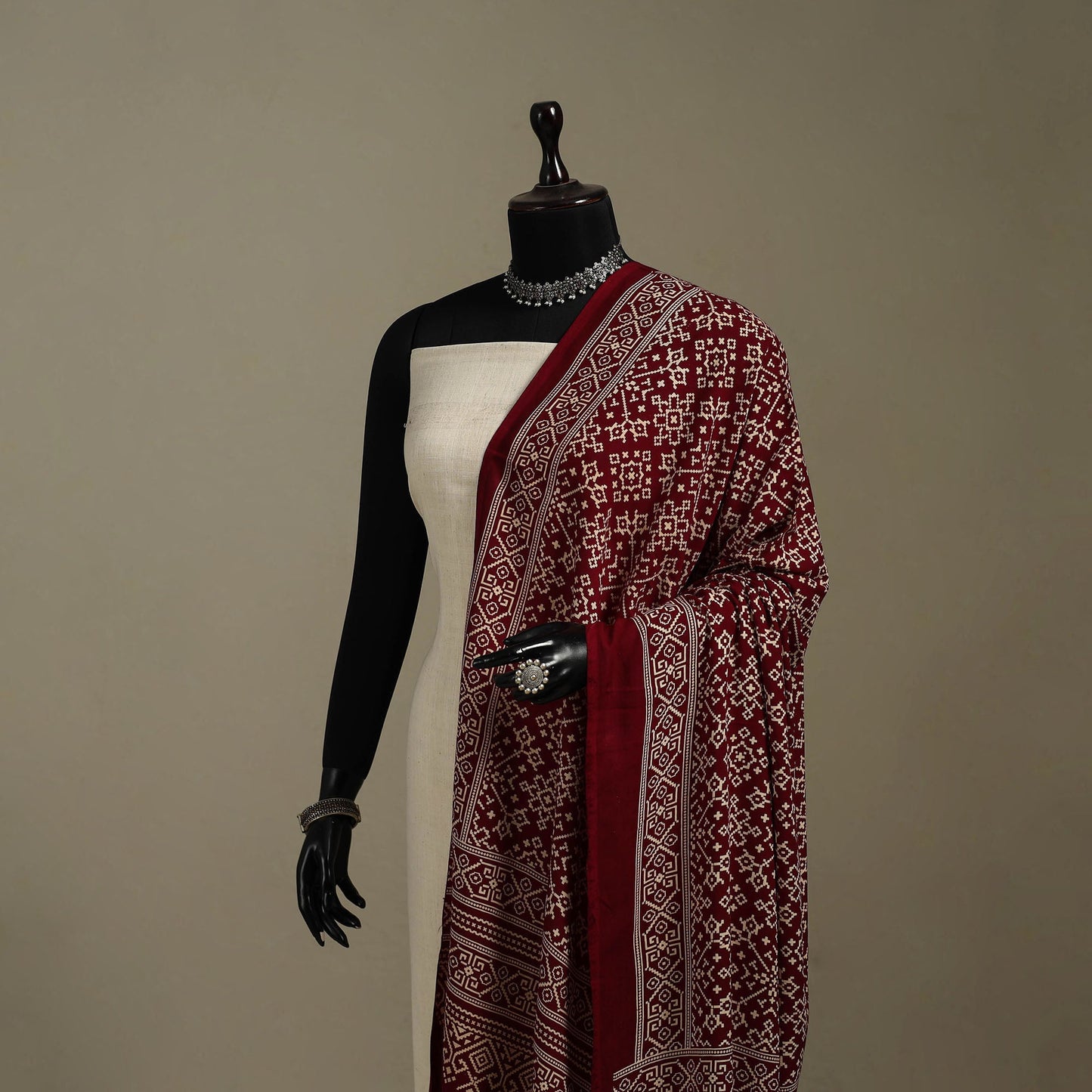 Kutch printed rayon dupatta 56 - handcrafted