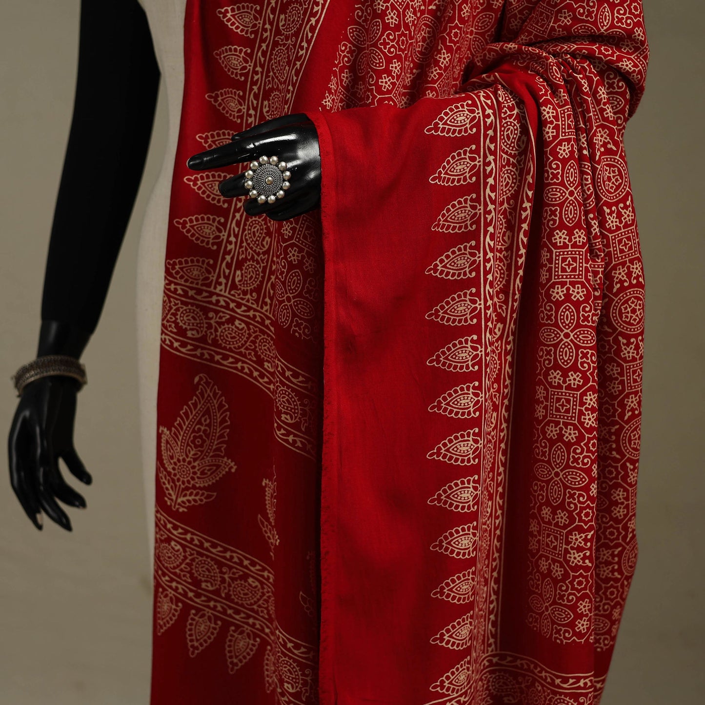 Kutch printed rayon dupatta 62 - handcrafted