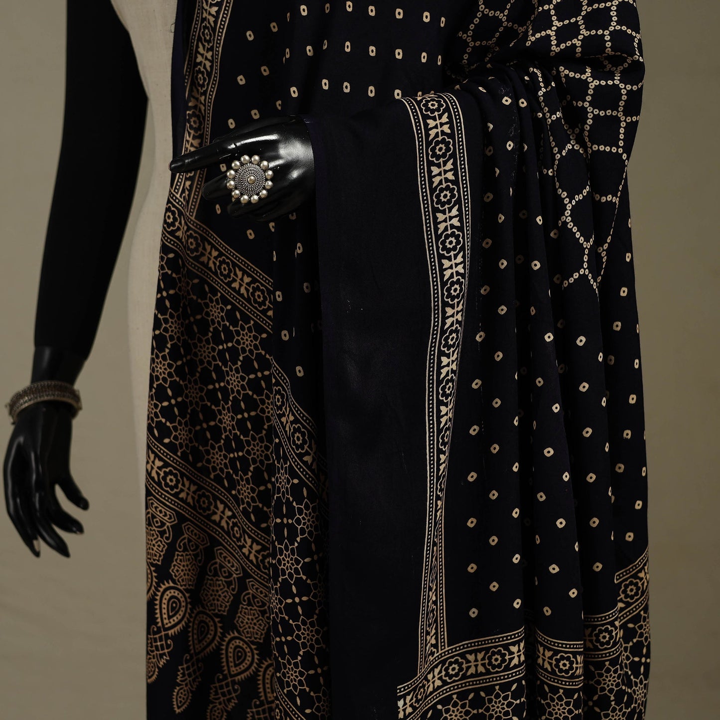 Kutch printed rayon dupatta 63 - handcrafted