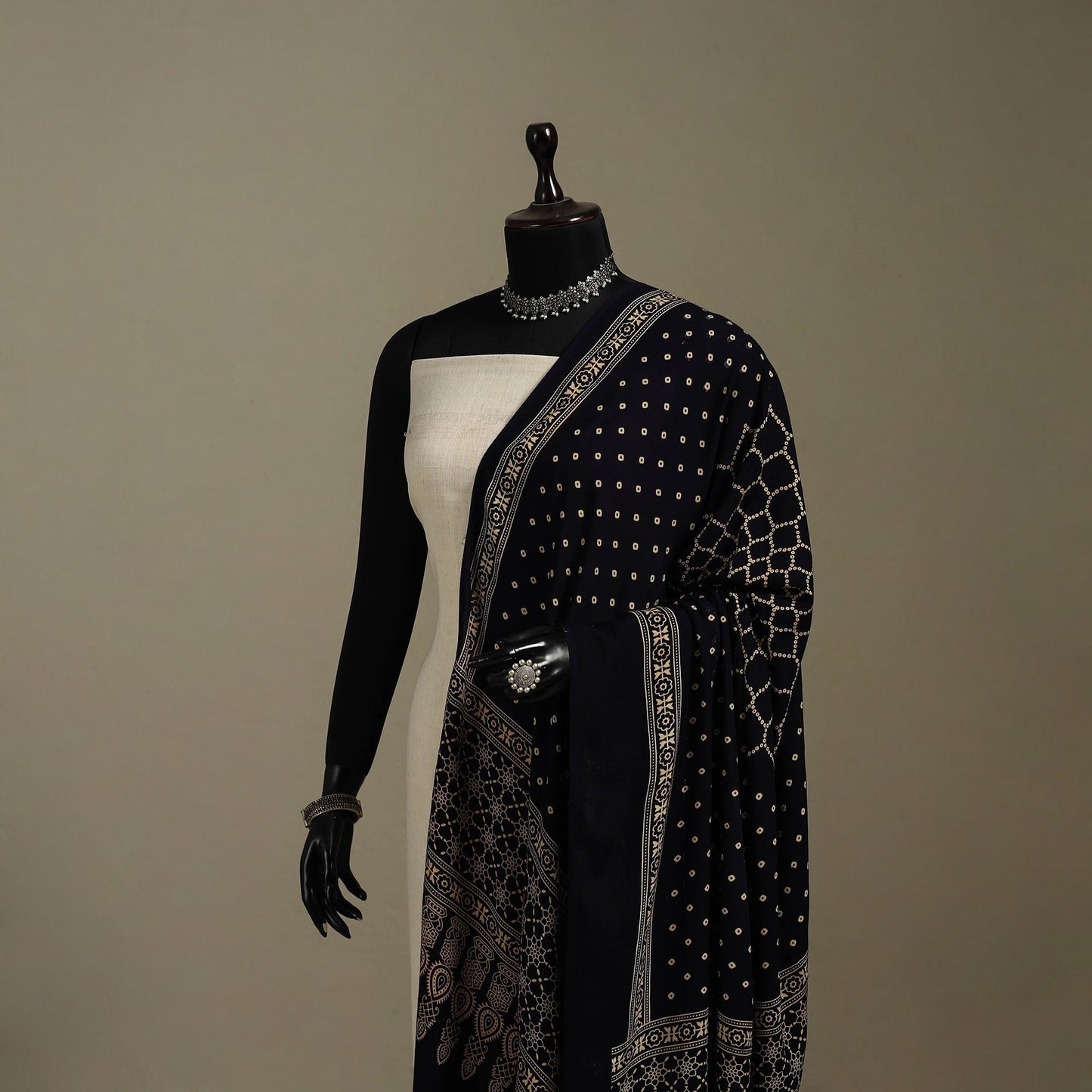 Kutch printed rayon dupatta 63 - handcrafted