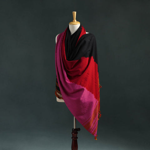 Kutch shibori tie-dye handwoven merino wool shawl 01