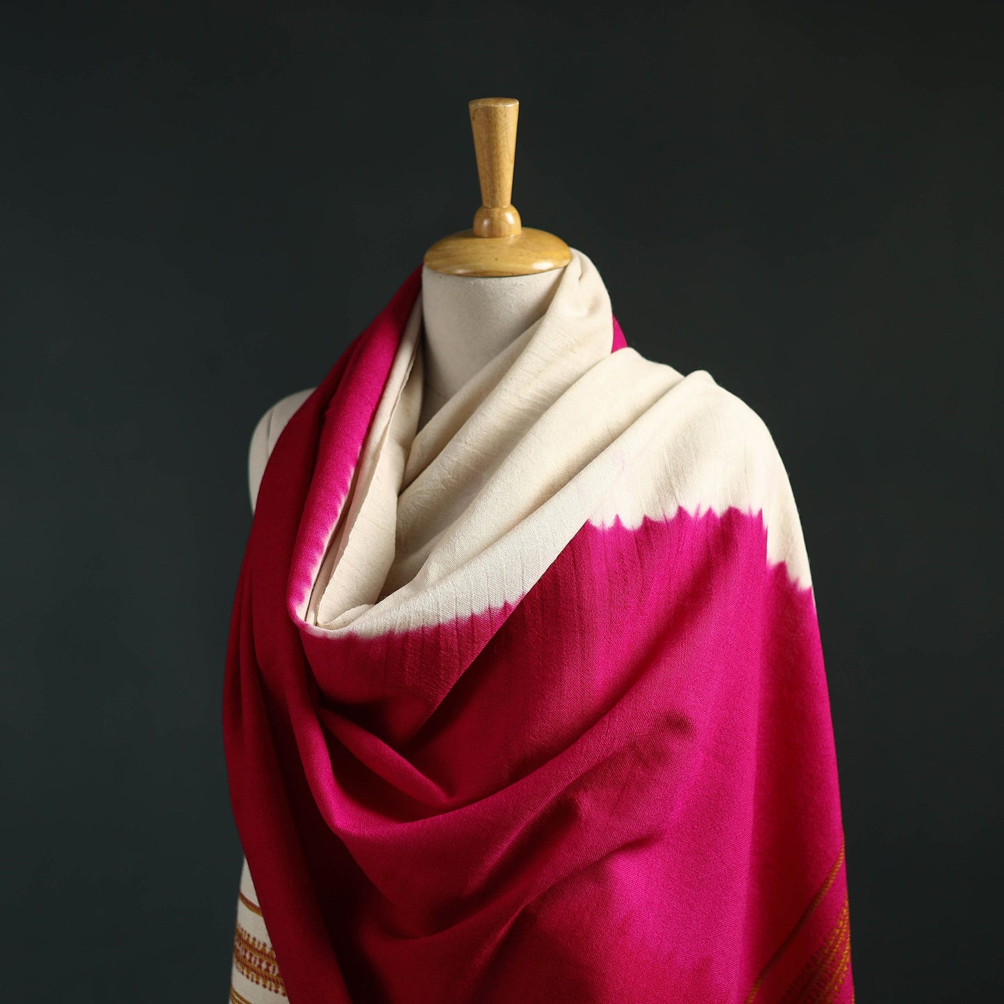 Kutch shibori tie-dye handwoven merino wool shawl 05
