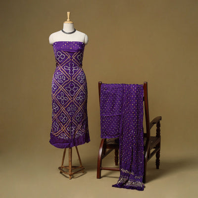 Kutch tie-dye bandhani modal silk 3pc unstitched dress