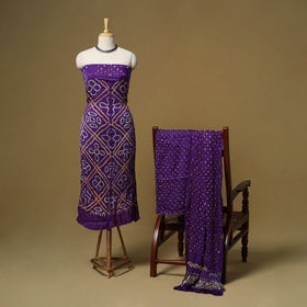 Kutch tie-dye bandhani modal silk 3pc unstitched dress