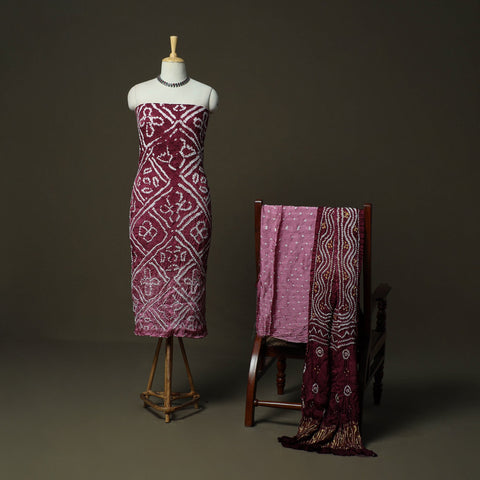 Kutch tie-dye bandhani modal silk 3pc unstitched dress