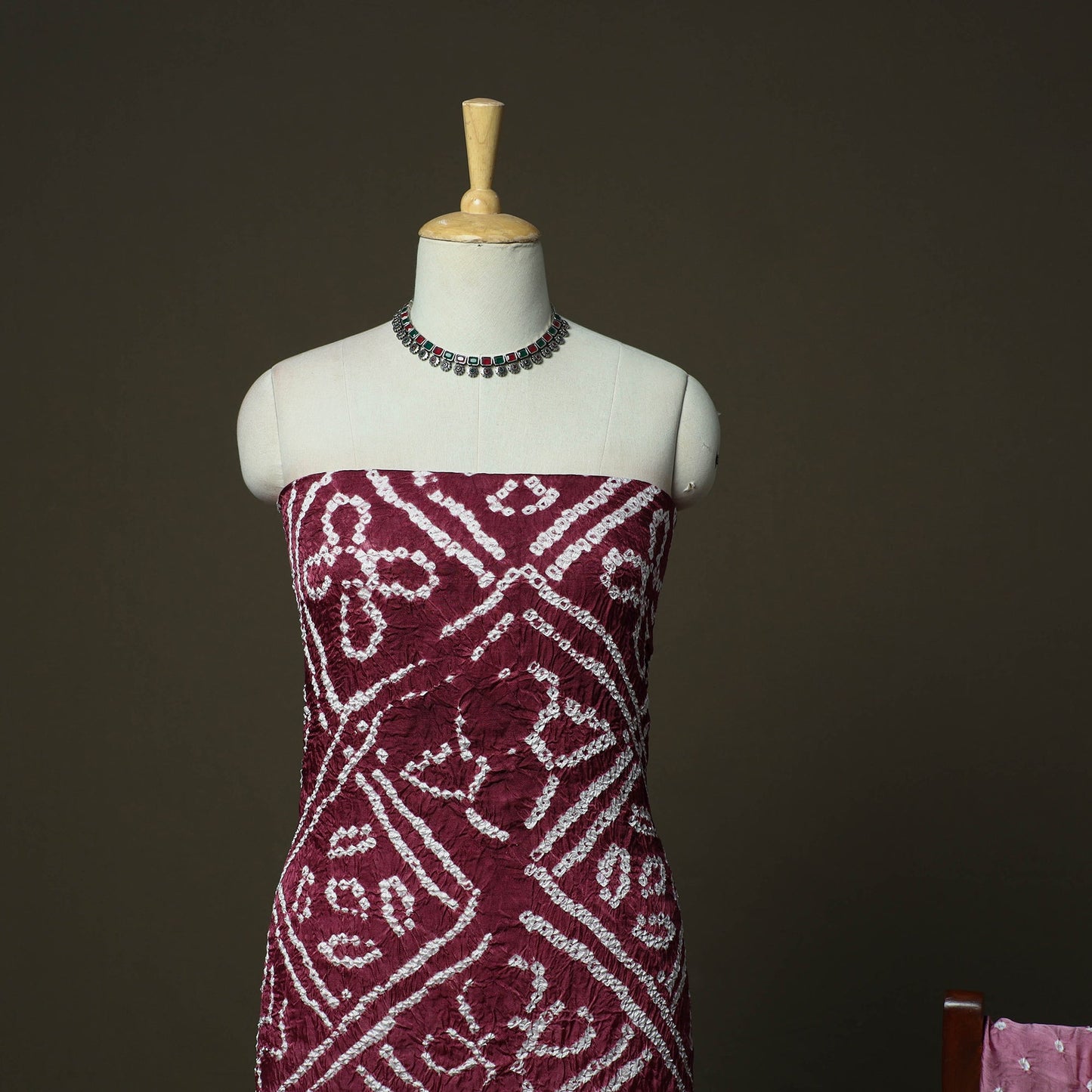 Kutch tie-dye bandhani modal silk 3pc unstitched dress