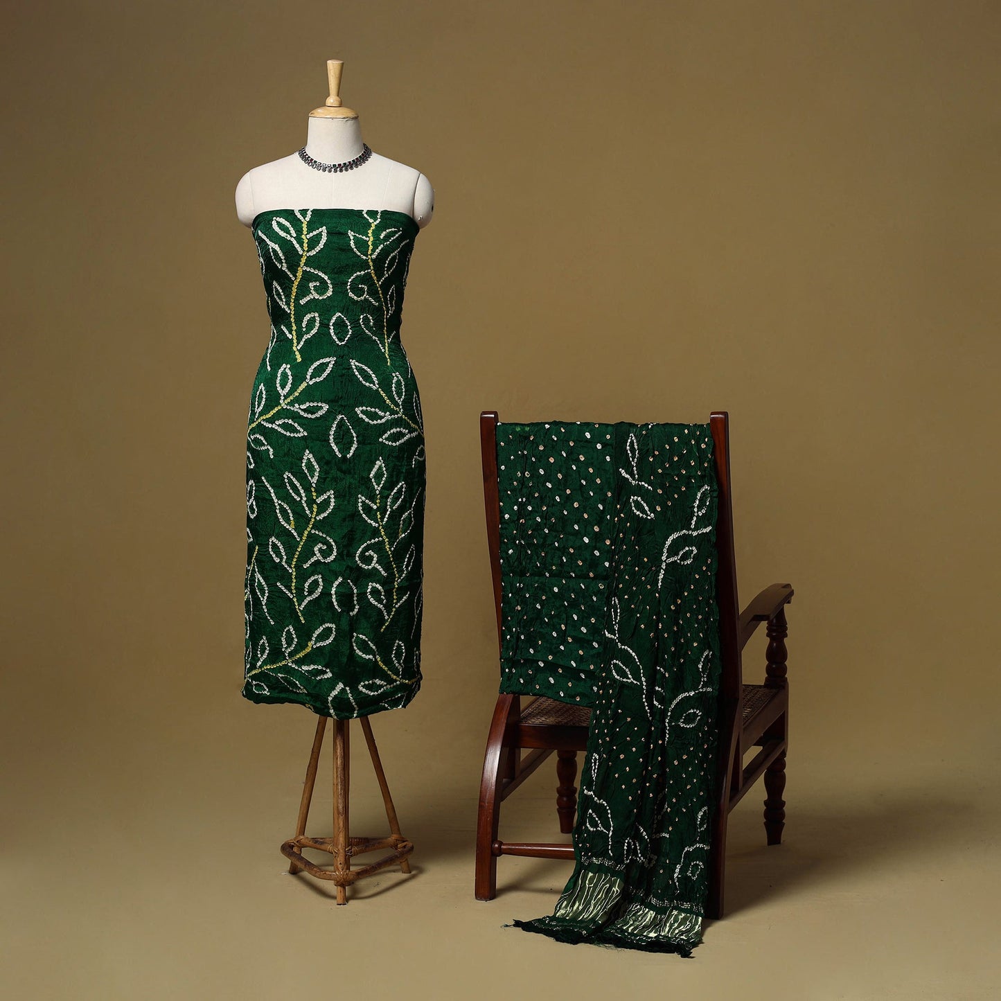 Kutch tie-dye bandhani modal silk 3pc unstitched dress