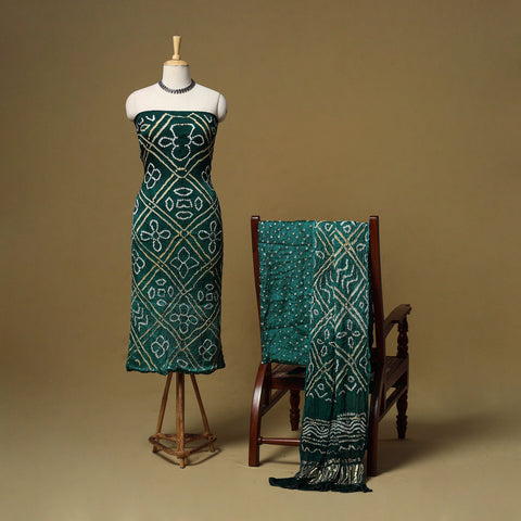 Kutch tie-dye bandhani modal silk 3pc unstitched dress