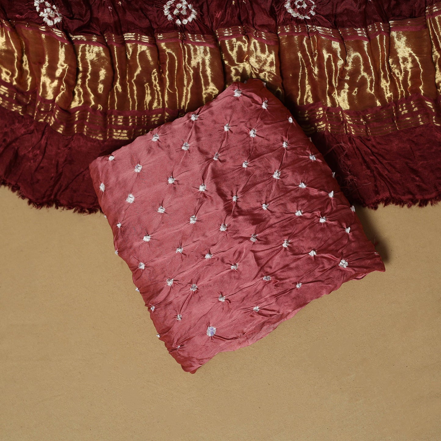 Kutch tie-dye bandhani modal silk 3pc unstitched dress