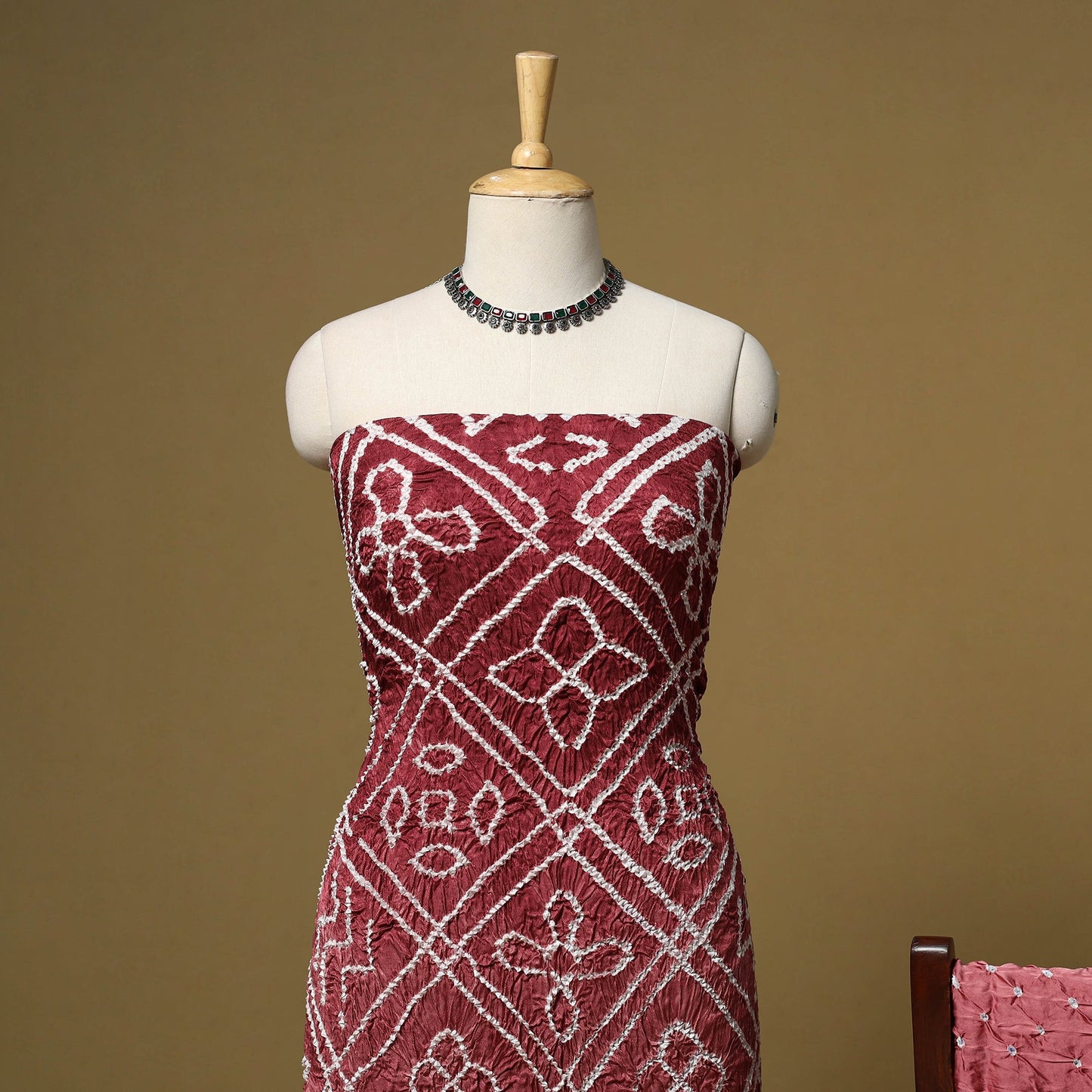 Kutch tie-dye bandhani modal silk 3pc unstitched dress