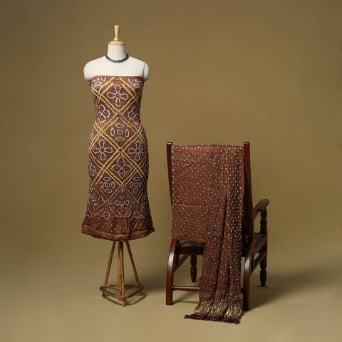 Kutch tie-dye bandhani modal silk 3pc unstitched dress