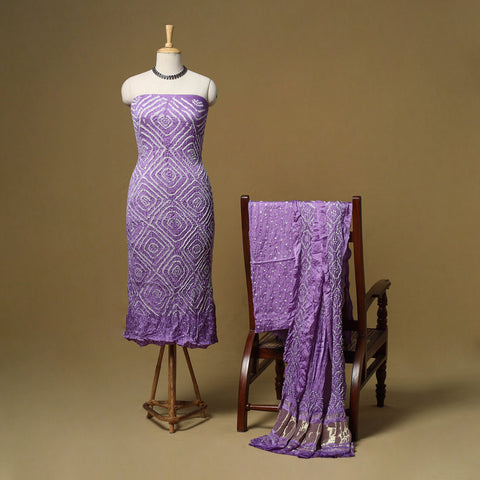 Kutch tie-dye bandhani modal silk 3pc unstitched dress