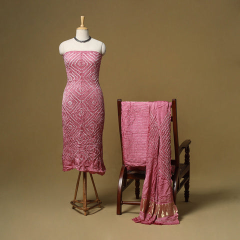 Kutch tie-dye bandhani modal silk 3pc unstitched dress