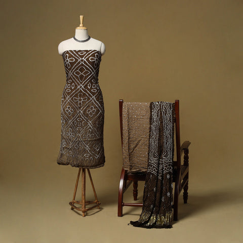 Kutch tie-dye bandhani modal silk 3pc unstitched dress