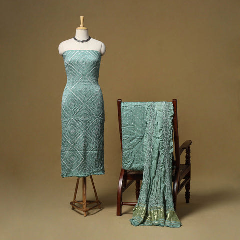 Kutch tie-dye bandhani modal silk 3pc unstitched dress