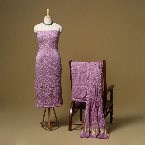 Kutch tie-dye bandhani modal silk 3pc unstitched dress