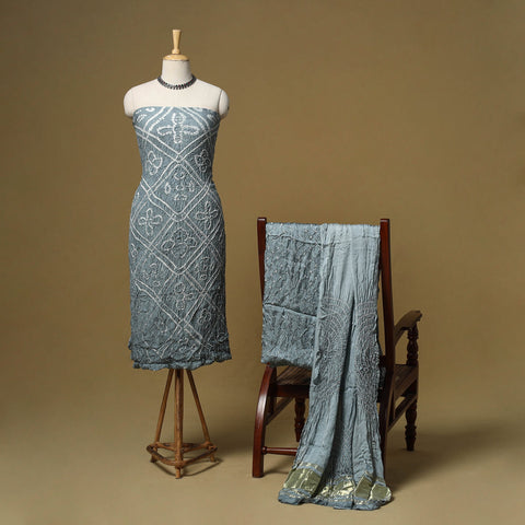 Kutch tie-dye bandhani modal silk 3pc unstitched dress