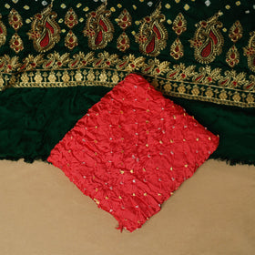 Kutch tie-dye bandhani modal silk zari work 3pc unstitched