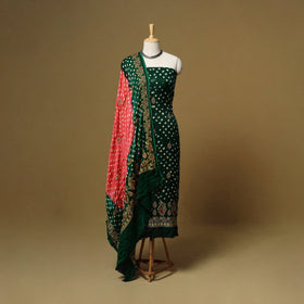 Kutch tie-dye bandhani modal silk zari work 3pc unstitched