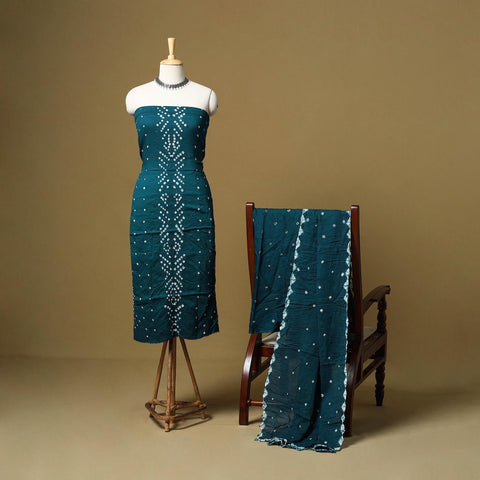 Kutch tie-dye bandhani satin cotton 3pc unstitched dress