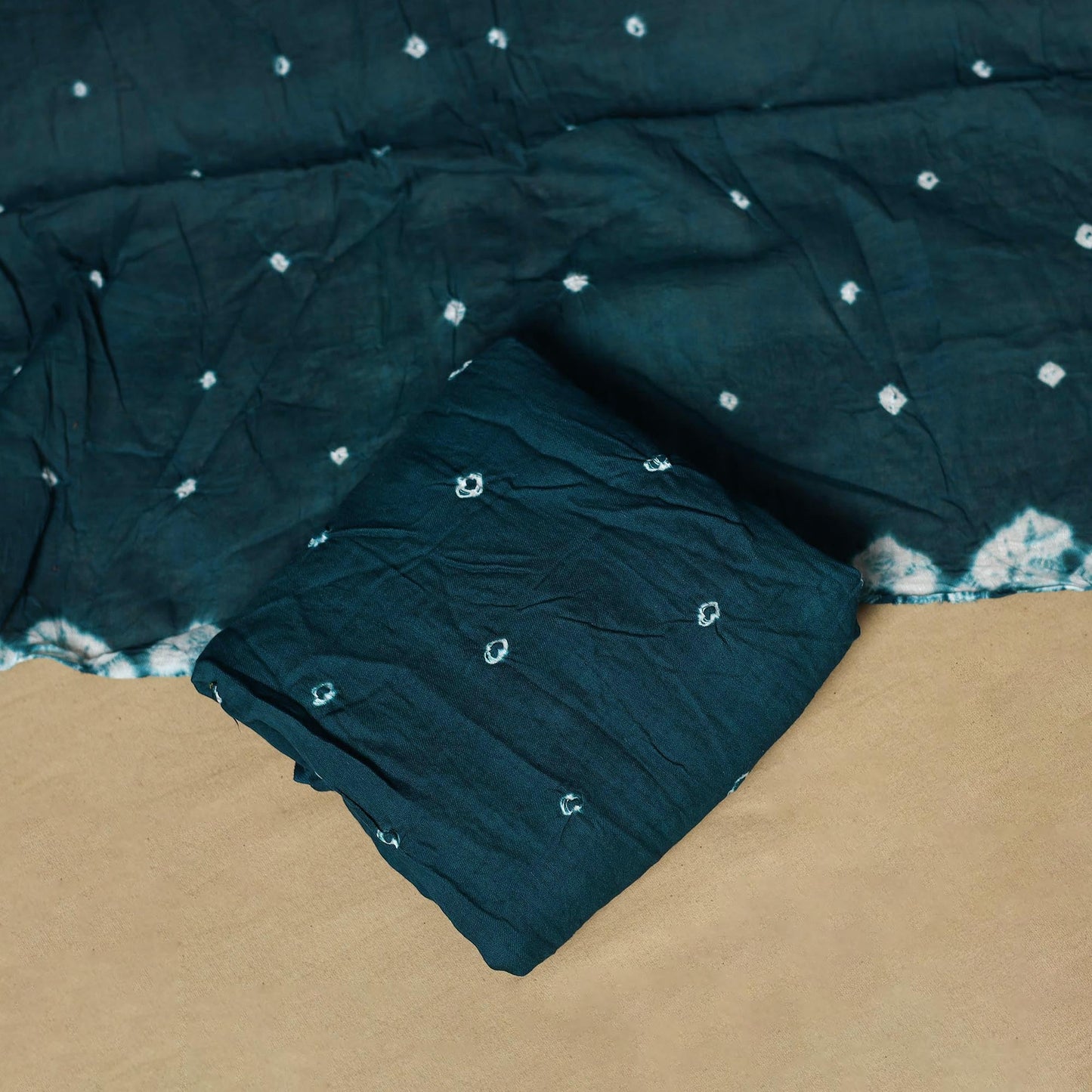 Kutch tie-dye bandhani satin cotton 3pc unstitched dress