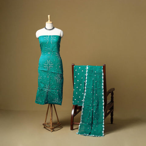 Kutch tie-dye bandhani satin cotton 3pc unstitched dress