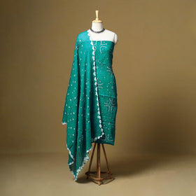 Kutch tie-dye bandhani satin cotton 3pc unstitched dress