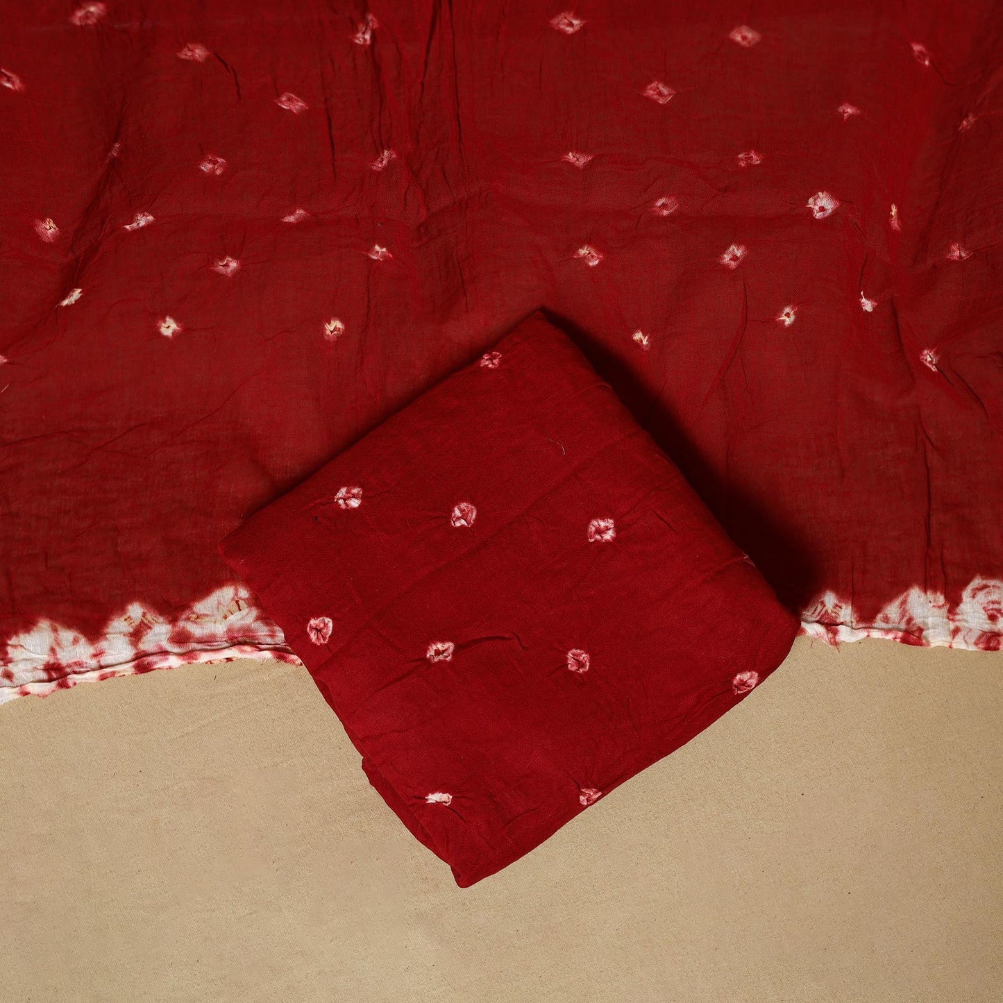 Kutch tie-dye bandhani satin cotton 3pc unstitched dress