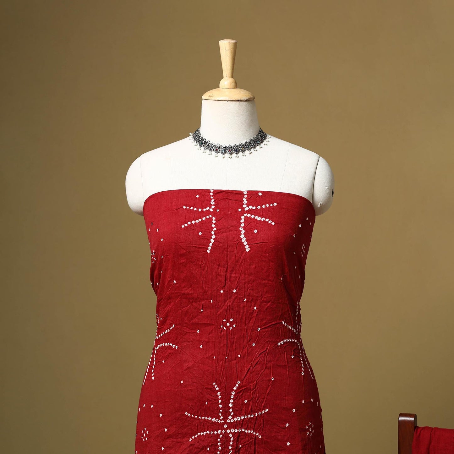 Kutch tie-dye bandhani satin cotton 3pc unstitched dress