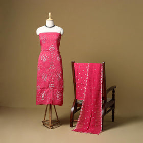 Kutch tie-dye bandhani satin cotton 3pc unstitched dress