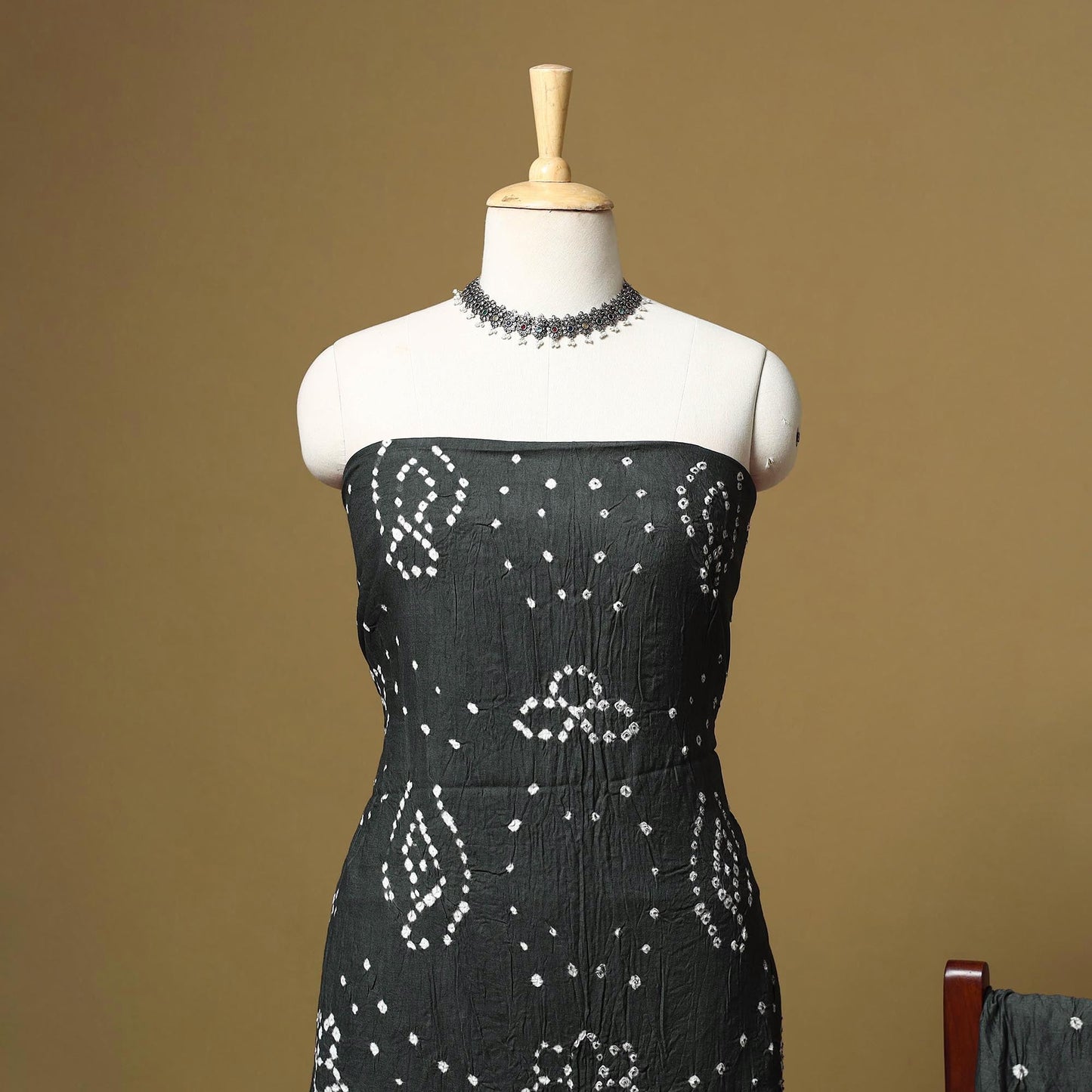 Kutch tie-dye bandhani satin cotton 3pc unstitched dress