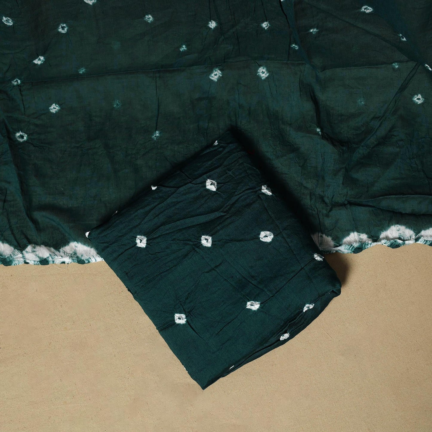 Kutch tie-dye bandhani satin cotton 3pc unstitched dress