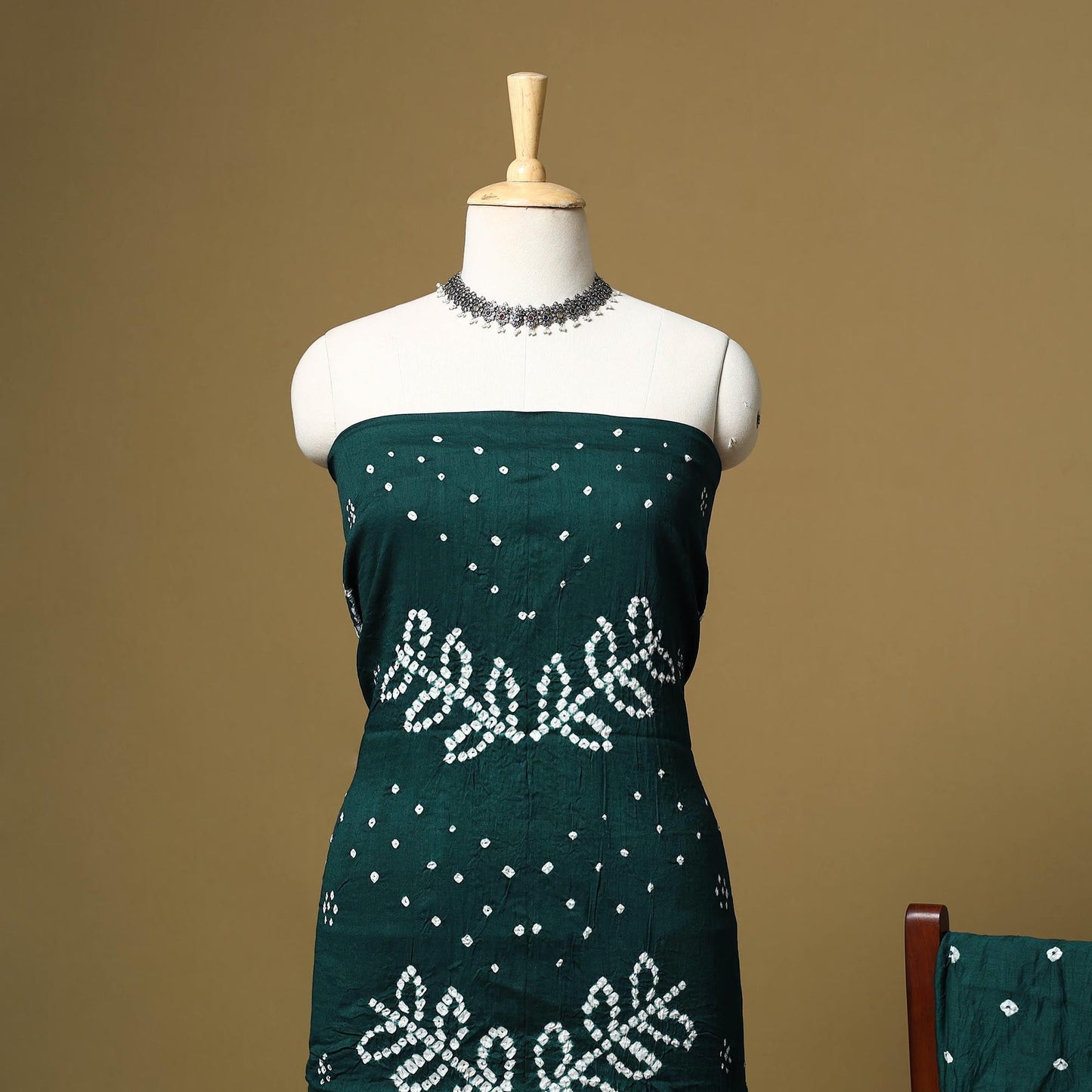 Kutch tie-dye bandhani satin cotton 3pc unstitched dress