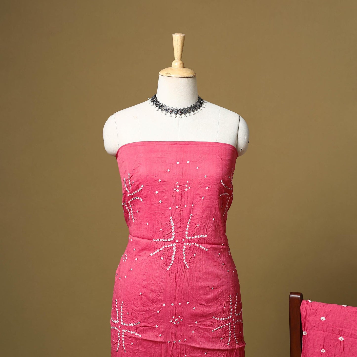 Kutch tie-dye bandhani satin cotton 3pc unstitched dress