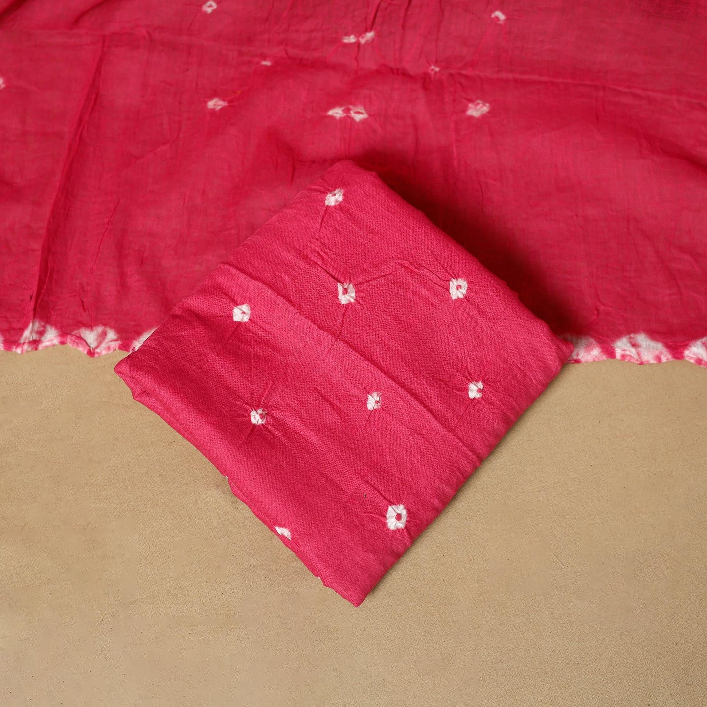 Kutch tie-dye bandhani satin cotton 3pc unstitched dress