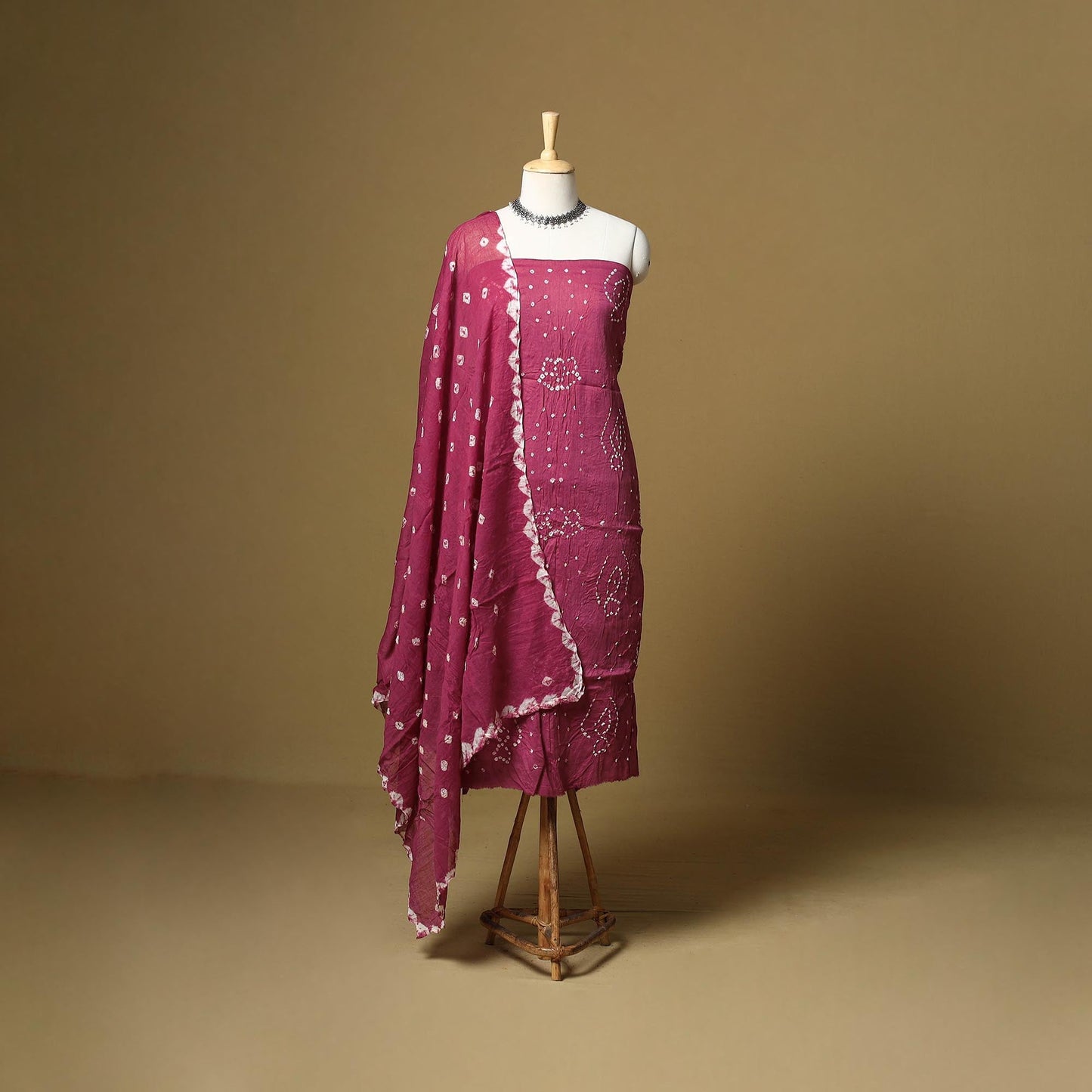 Kutch tie-dye bandhani satin cotton 3pc unstitched dress